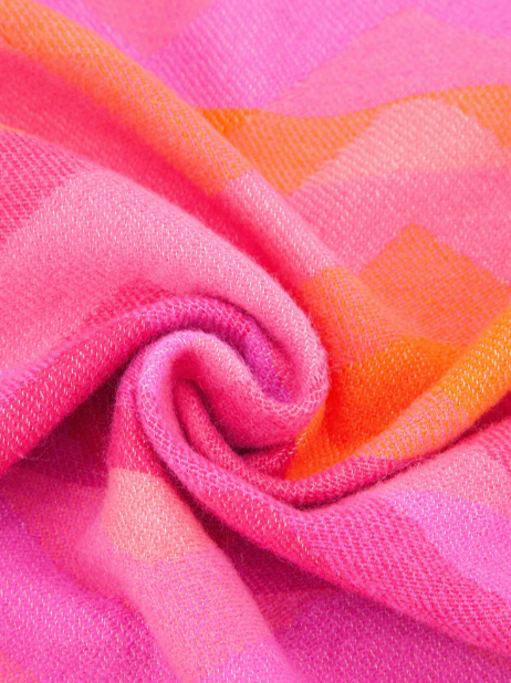 Ruby 67 Bowie Pink/Orange Zig-Zag Knitted Scarf