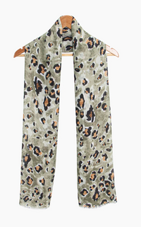 Ruby 67 Raya Khaki Leopard Print Scarf