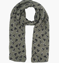 Ruby 67 Kara Khaki/Black Hearts Scarf