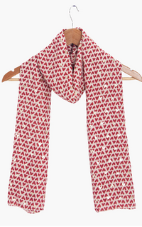 Ruby 67 Rainie Red Metallic Heart Print Scarf