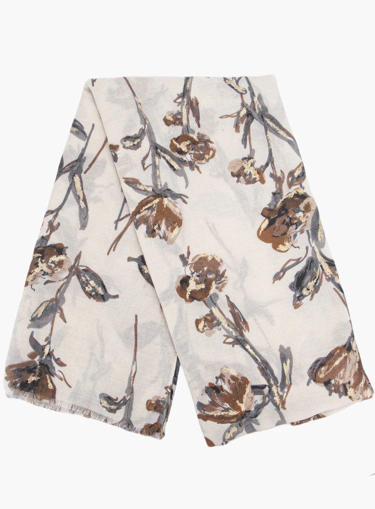 Ruby 67 Vaeda Cream Floral Scarf