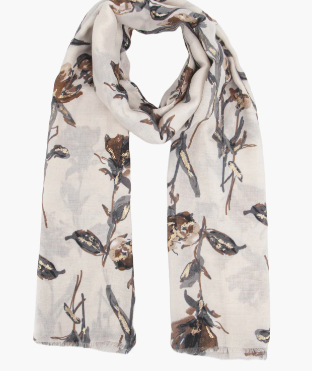 Ruby 67 Vaeda Cream Floral Scarf