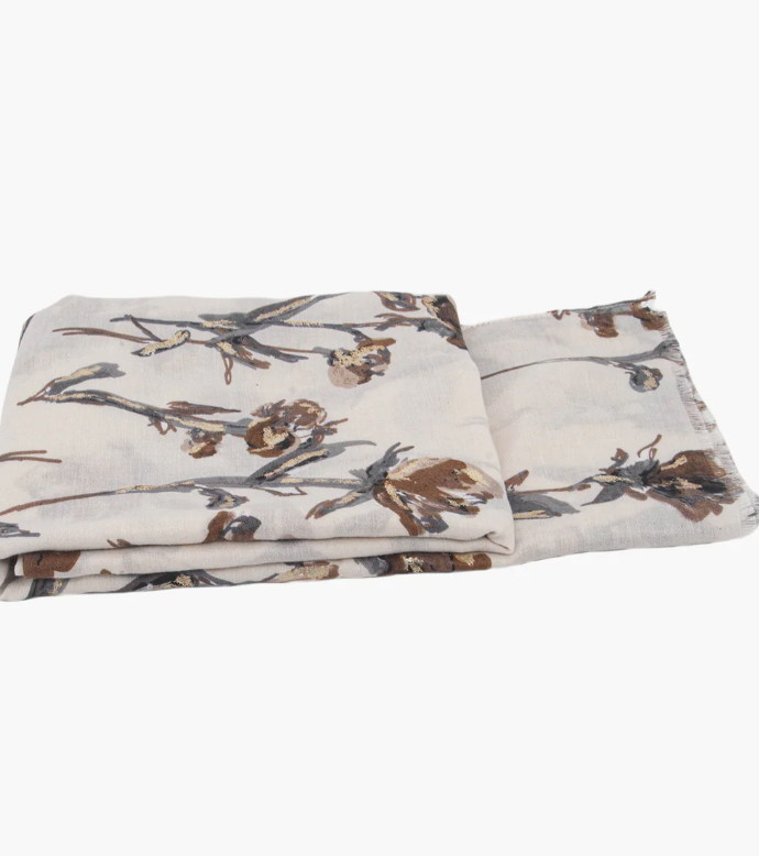 Ruby 67 Vaeda Cream Floral Scarf