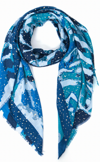 Ruby 67 Leah Blue Geometric Foil Scarf