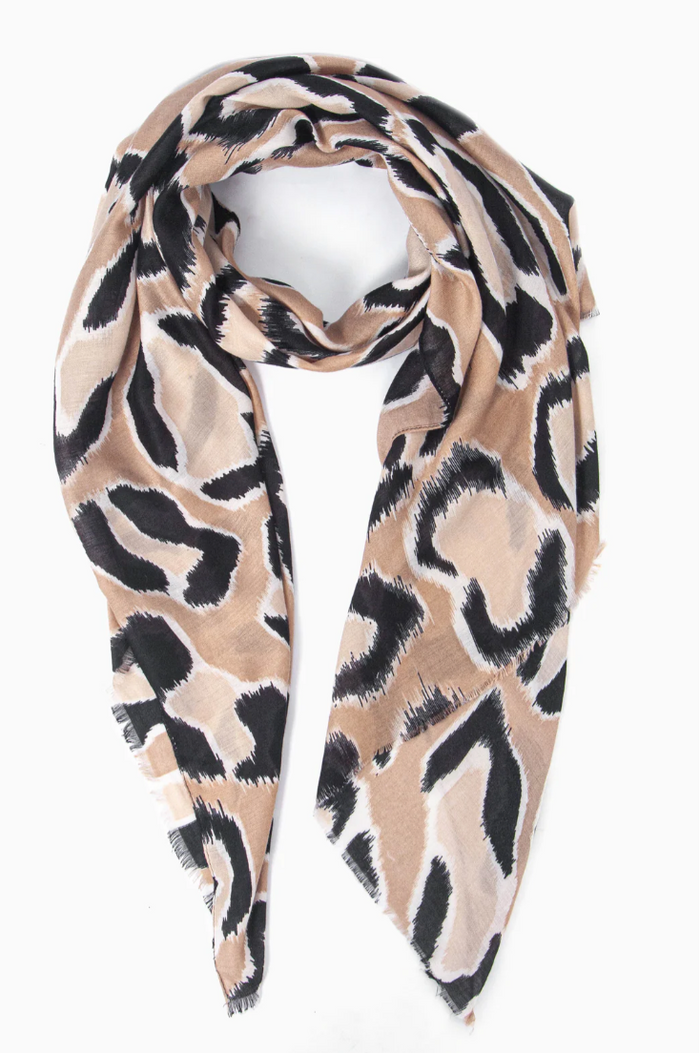 Ruby 67 Laura Neutral Leopard Scarf
