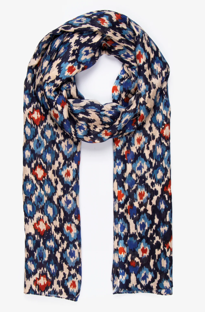 Ruby 67 Belle Denim Blue Abstract Printed Scarf