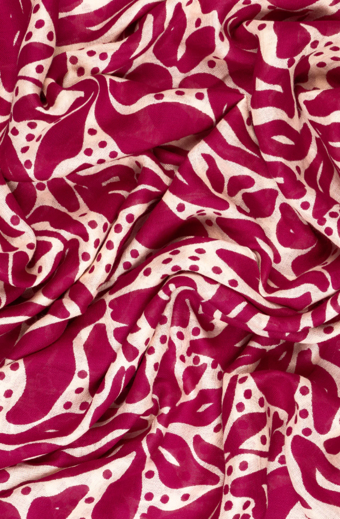 Ruby 67 Allie Fuchsia/Cream Floral Print Scarf