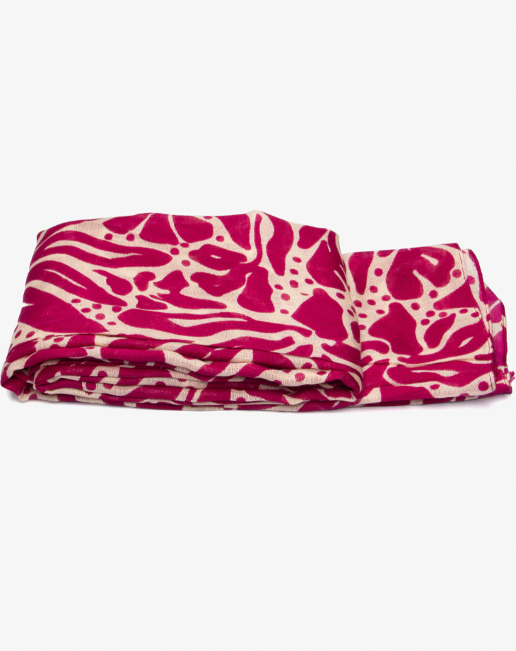 Ruby 67 Allie Fuchsia/Cream Floral Print Scarf