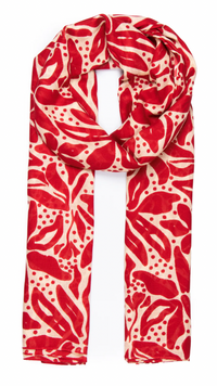 Ruby 67 Allie Red/Cream Floral Print Scarf