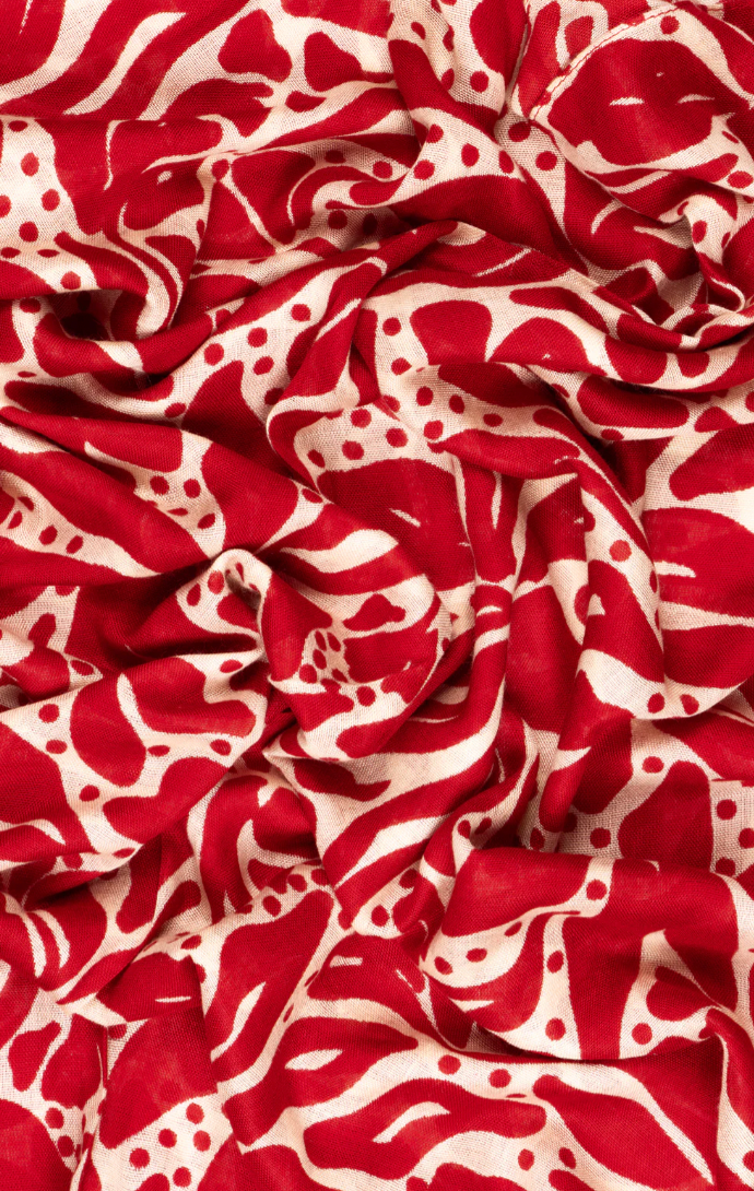 Ruby 67 Allie Red/Cream Floral Print Scarf
