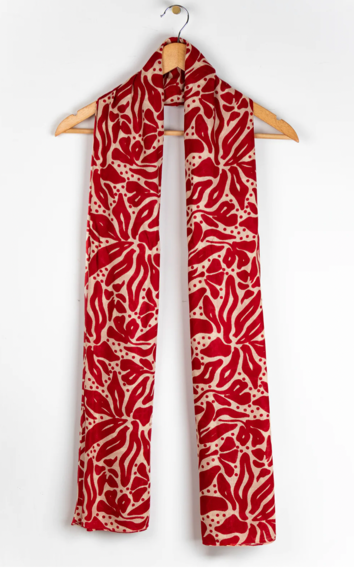 Ruby 67 Allie Red/Cream Floral Print Scarf