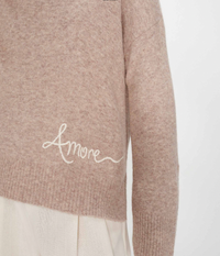 Grace & Mila Viggo Biscuit Beige 'Amore' Cream Embroidered Knit