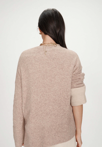 Grace & Mila Viggo Biscuit Beige 'Amore' Cream Embroidered Knit