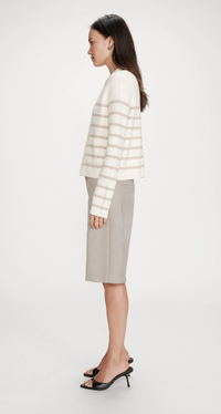 Grace and Mila Maelys Taupe/Cream Striped Supersoft Cropped Cardigan