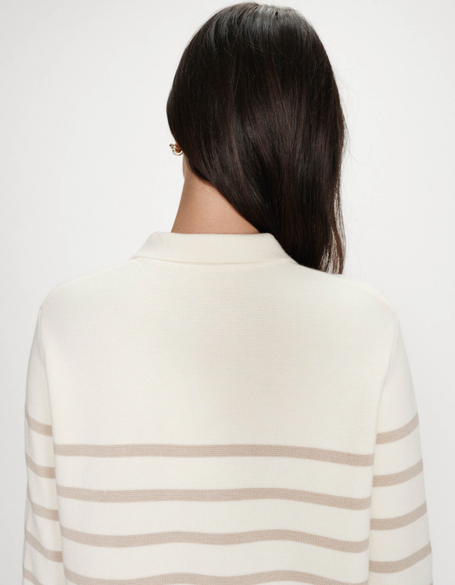 Grace and Mila Maelys Taupe/Cream Striped Supersoft Cropped Cardigan