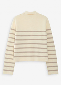 Grace and Mila Maelys Taupe/Cream Striped Supersoft Cropped Cardigan