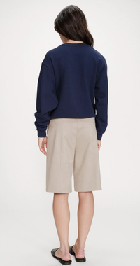 Grace & Mila Vonan Marine Blue Button Ruched Sweatshirt