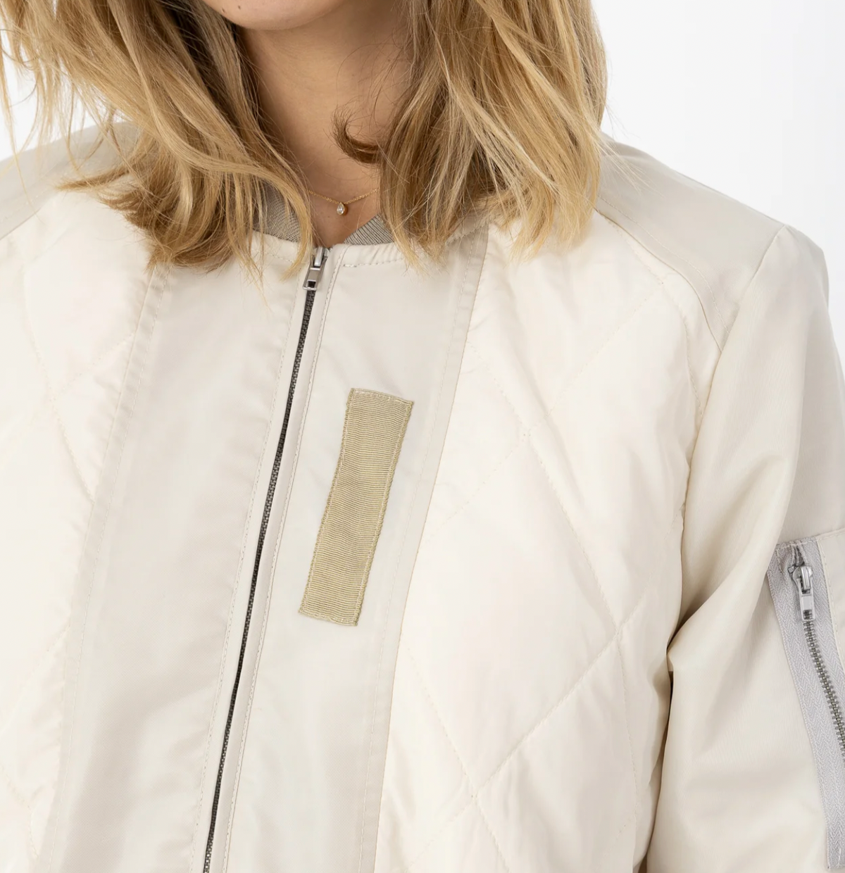 Coster Copenhagen Pearl Cream Quilted Bomber Jacket