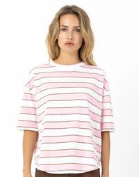 Coster Copenhagen Pink Stripe with Burgundy Oversized T-Shirt, 261-1120
