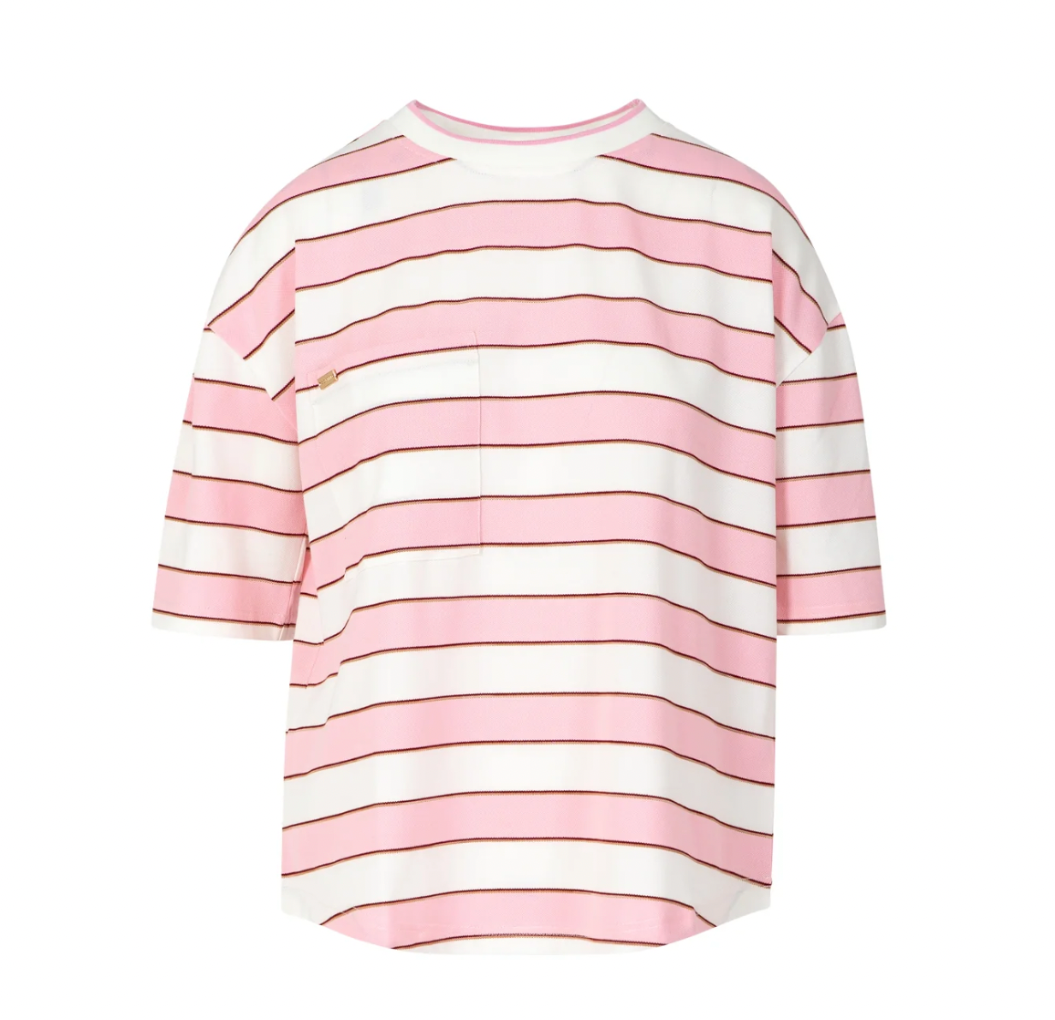 Coster Copenhagen Pink Stripe with Burgundy Oversized T-Shirt, 261-1120
