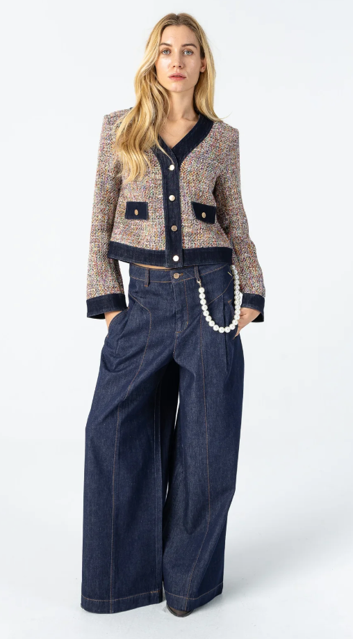 Coster Copenhagen Boucle Jacket with Denim Detailing, 264-8400