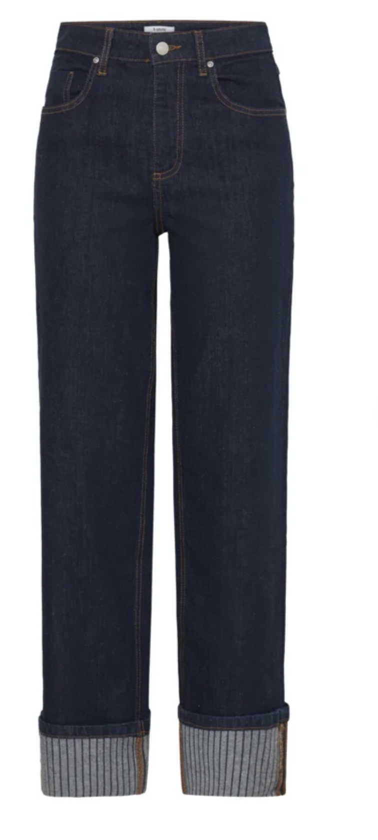 B.Young ByKomma HighWaisted Dark Blue Denim Turn Up Wide Leg Jeans