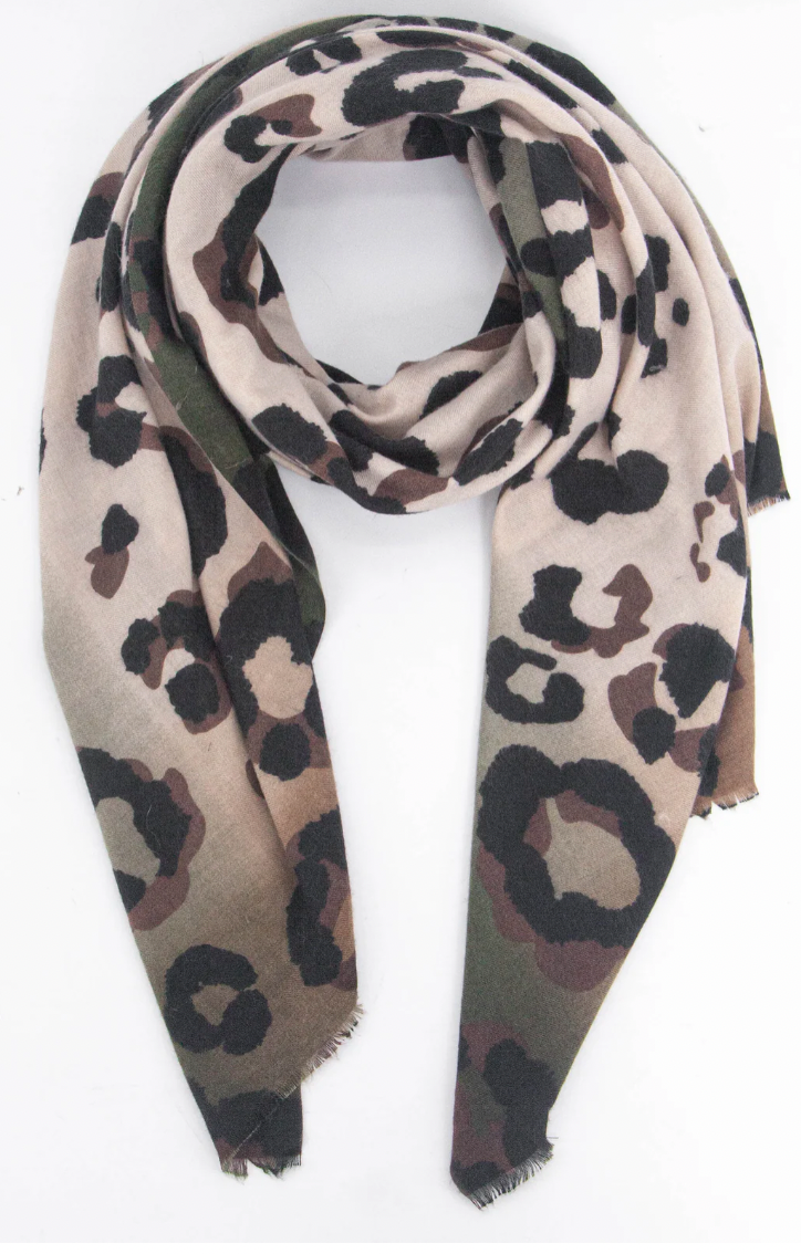 Ruby 67 Felicity Khaki Leopard Scarf