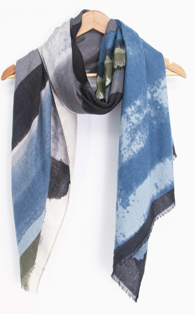 Ruby 67 Penelope Black Watercolour Print Scarf