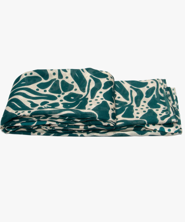 Ruby 67 Allie Green/Cream Floral Print Scarf