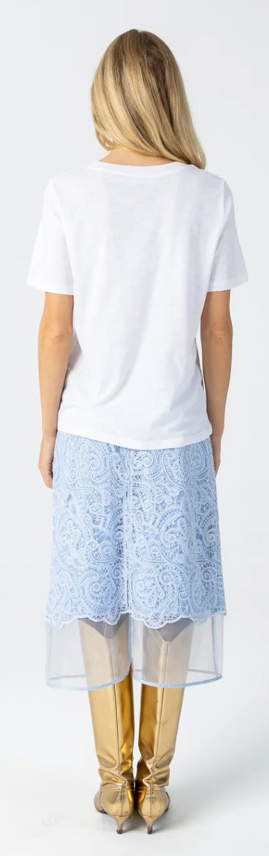 Coster Copenhagen Ultimate Basic White T-Shirt with Beaded Pearl Heart Patch