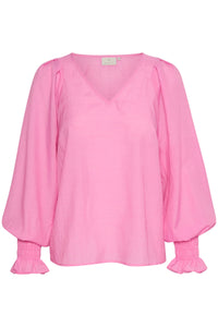 Kaffe Kastella Cyclamen Pink V-Neck Blouse, 10508230