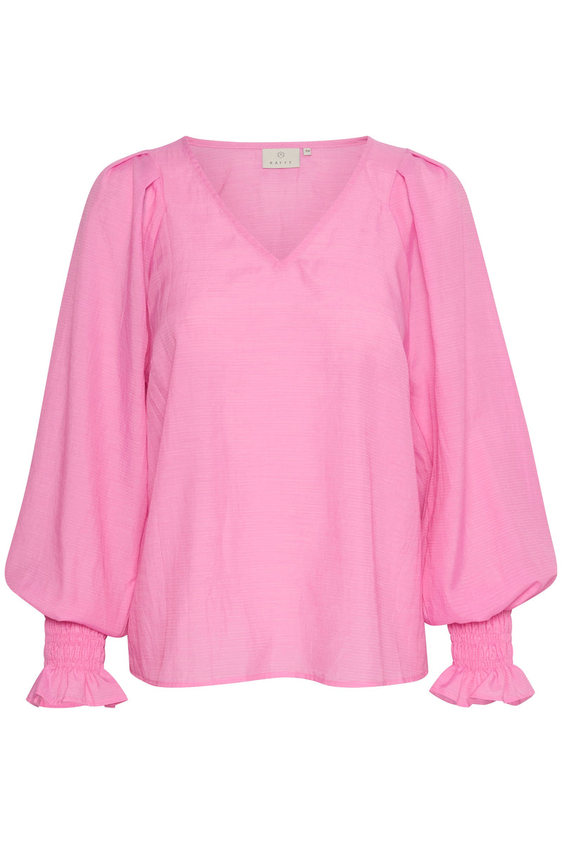 Kaffe Kastella Cyclamen Pink V-Neck Blouse, 10508230