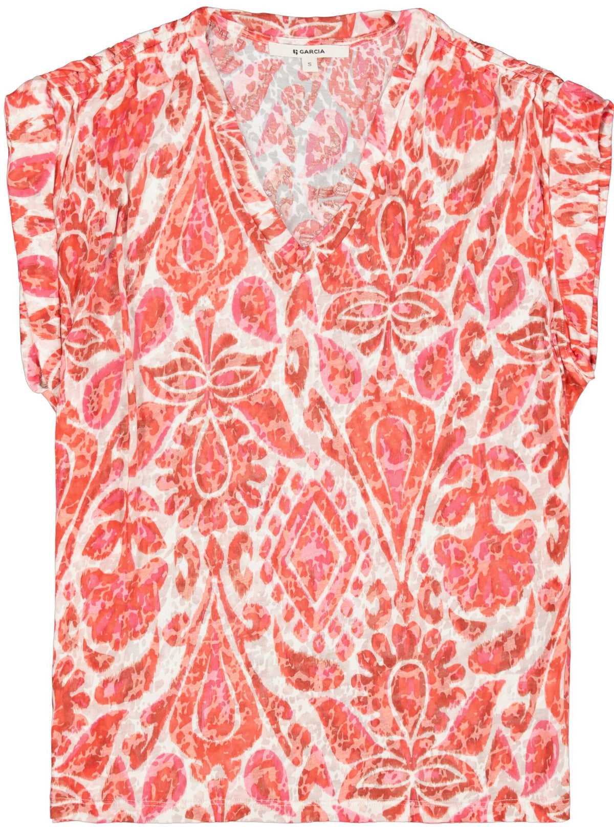 Garcia Ruby Red Printed Ultimate V-Neck T-Shirt