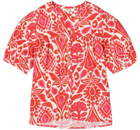 Garcia Ruby Red Printed V-Neck Blouse