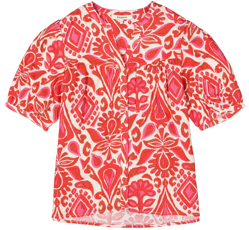 Garcia Ruby Red Printed V-Neck Blouse