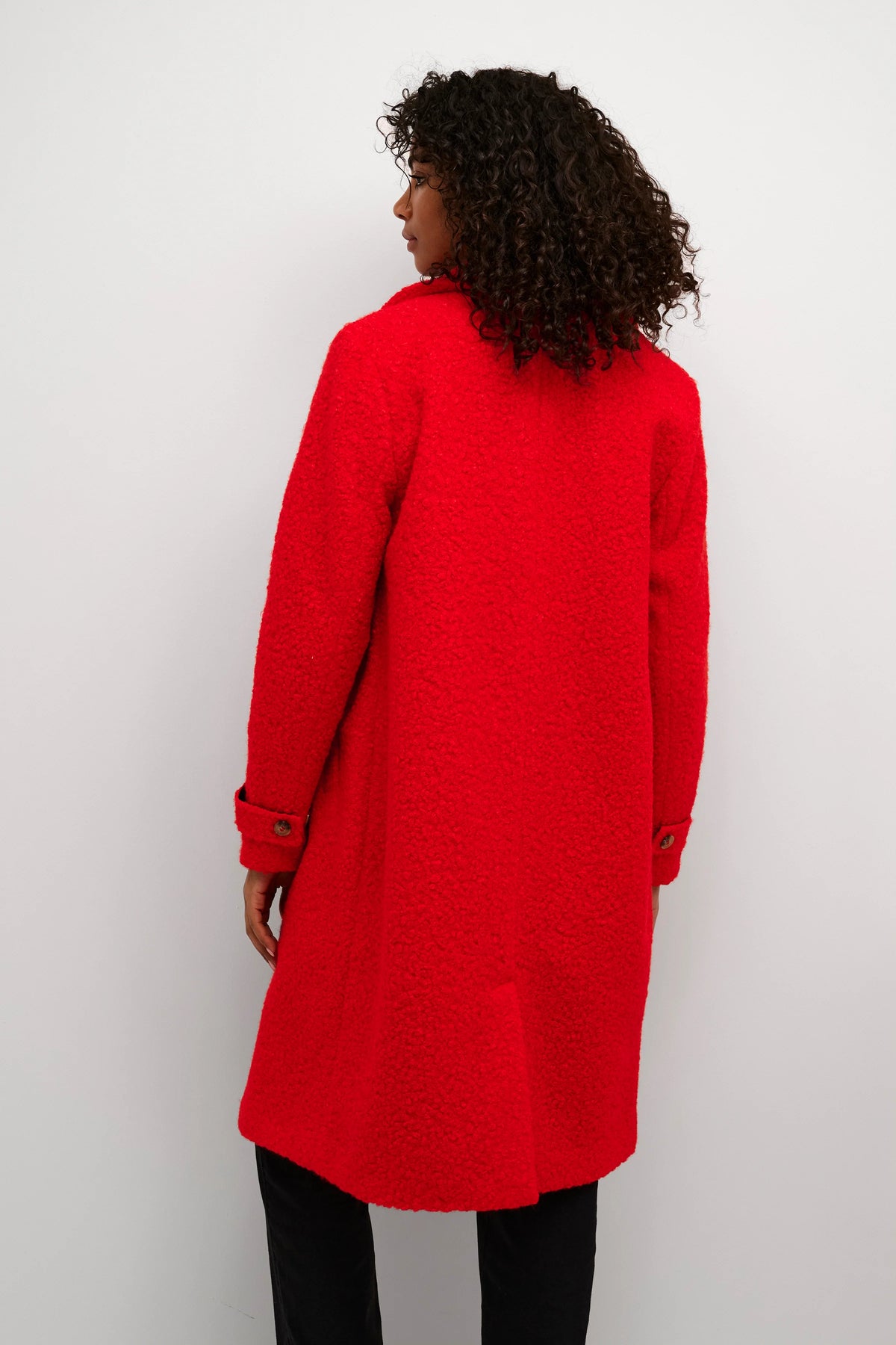 Kaffe Kaanne Fiery Red Boucle Single Breasted Coat, 10506924