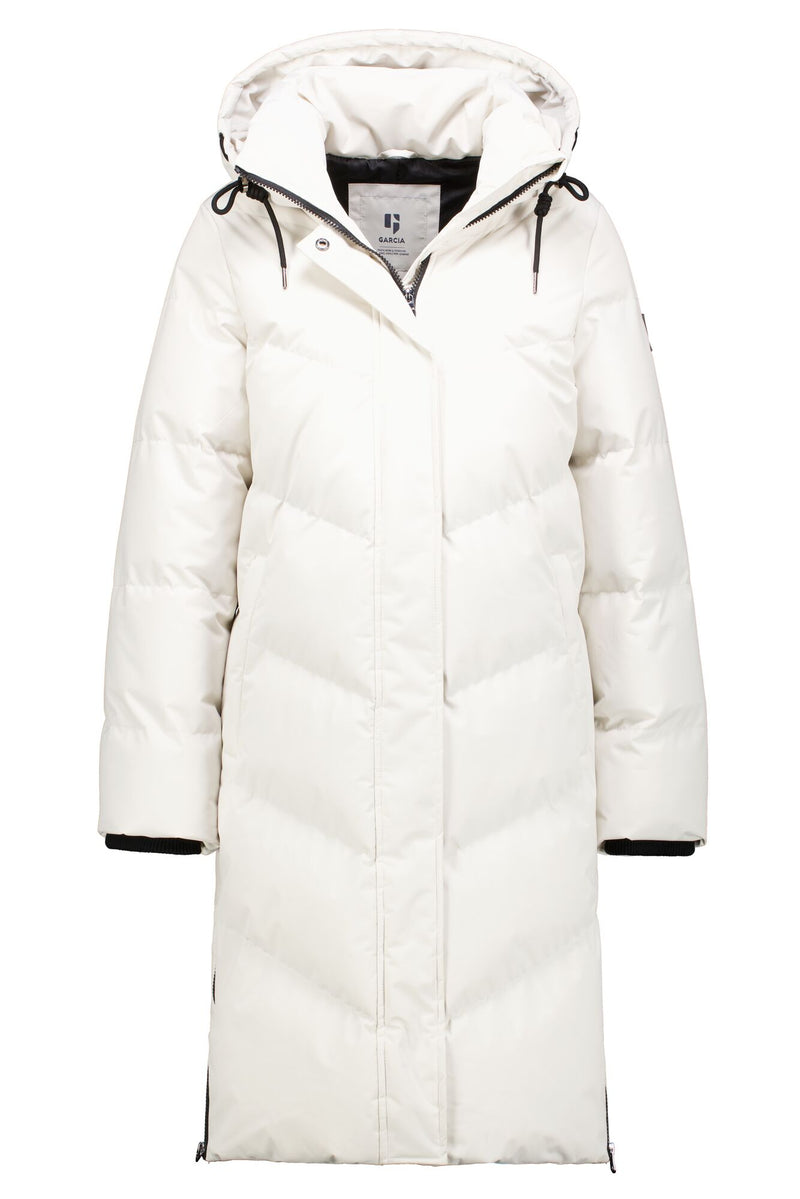 Garcia Ultimate Iconic Cream Puffa Coat with Zip Detailing, GJ400905