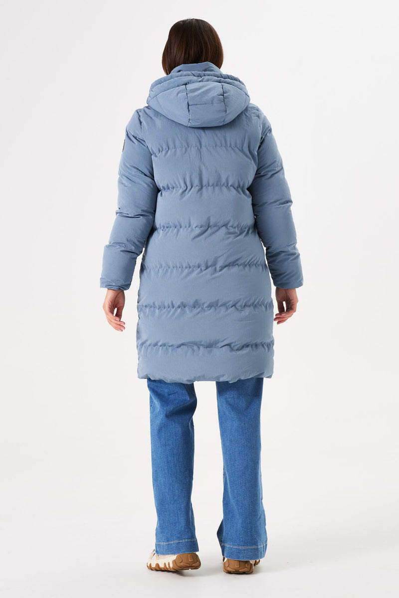 Garcia Ultimate Iconic Slate Blue Puffa Coat with Fur Lined Hood, GJ400906