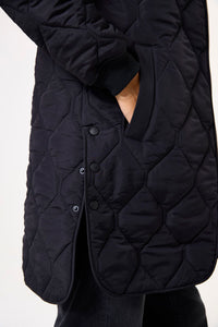 Garcia Black Quilted Bomber Jacket with Button Detailing