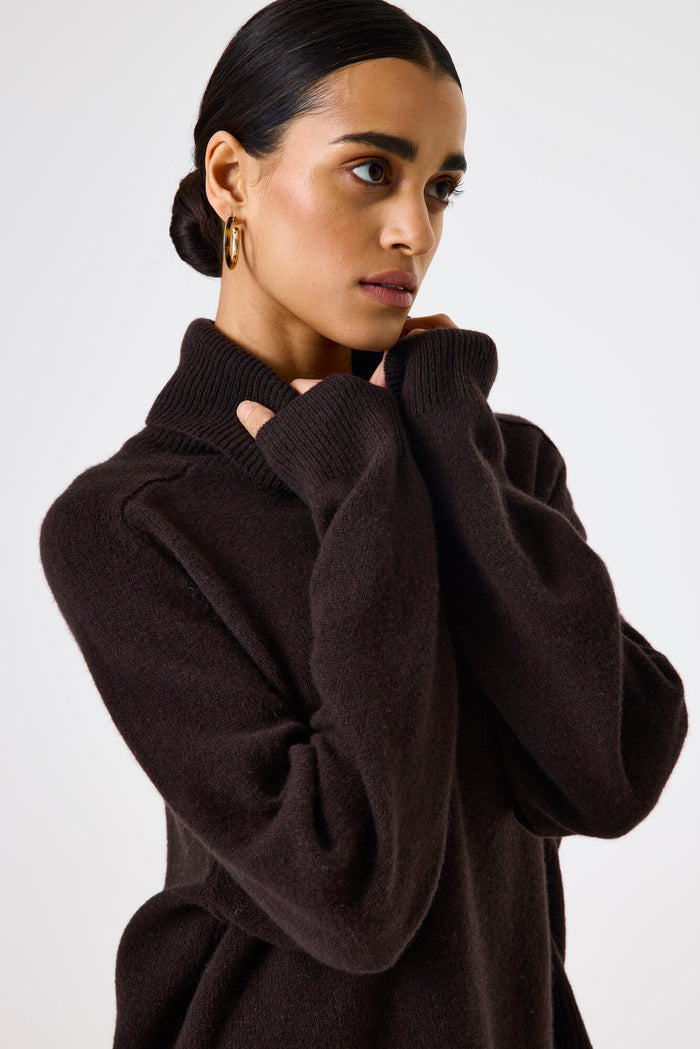 Garcia Chocolate Brown Cowl Neck Knit, J50049