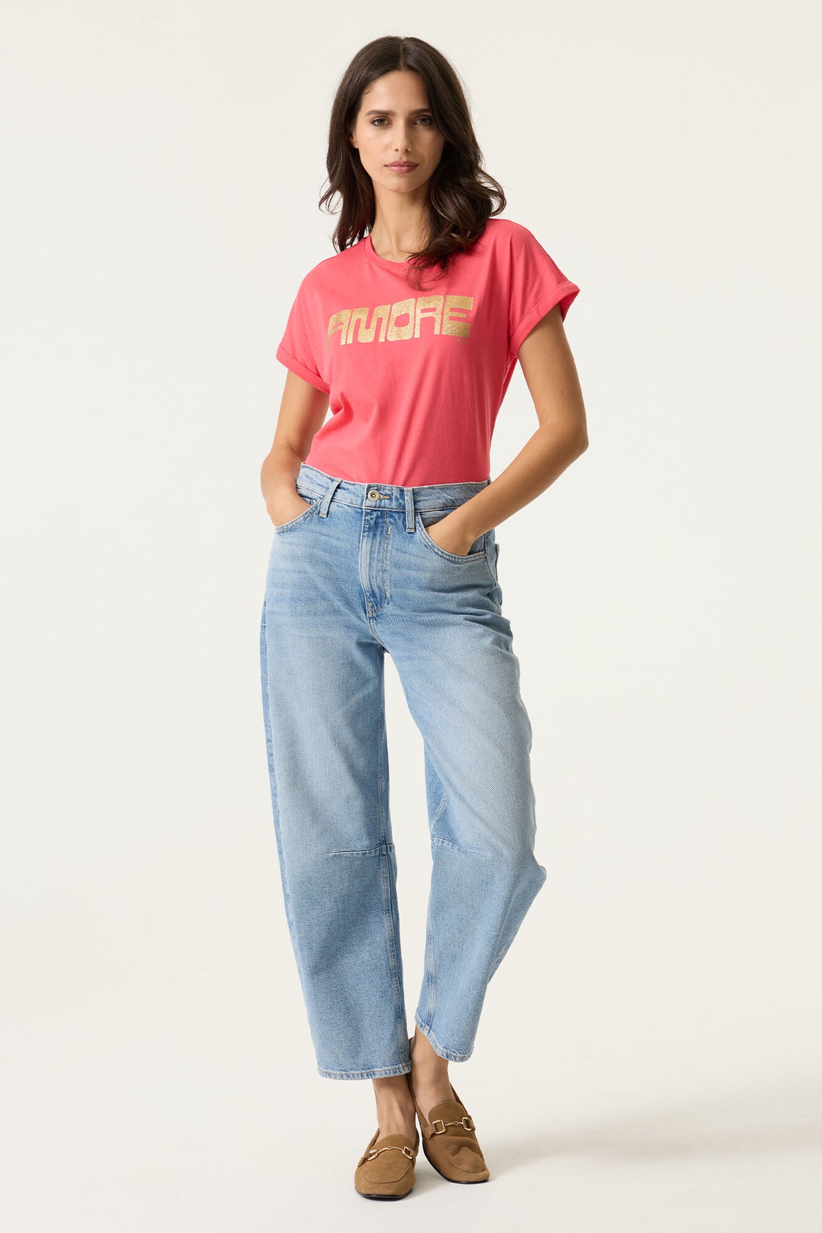 Garcia Coral Pink 'Amore' Logo T-Shirt, N260201