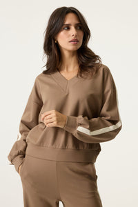 Garcia Soft Taupe Modal V-Neck Sports Luxe Top, N260262