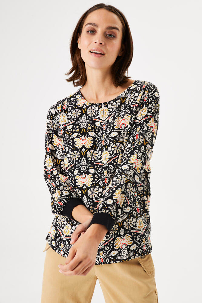 Garcia Black Paisley Printed Sports Luxe Blouse, N40236