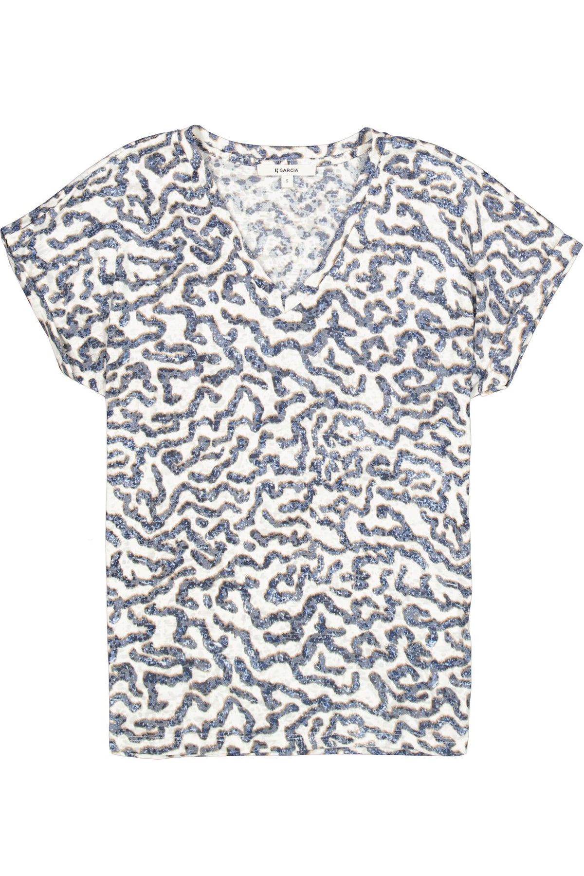 Garcia Summer Cobalt Abstract Ultimate Printed V-Neck T-Shirt, O260002