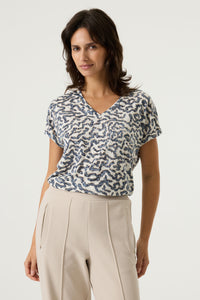 Garcia Summer Cobalt Abstract Ultimate Printed V-Neck T-Shirt, O260002