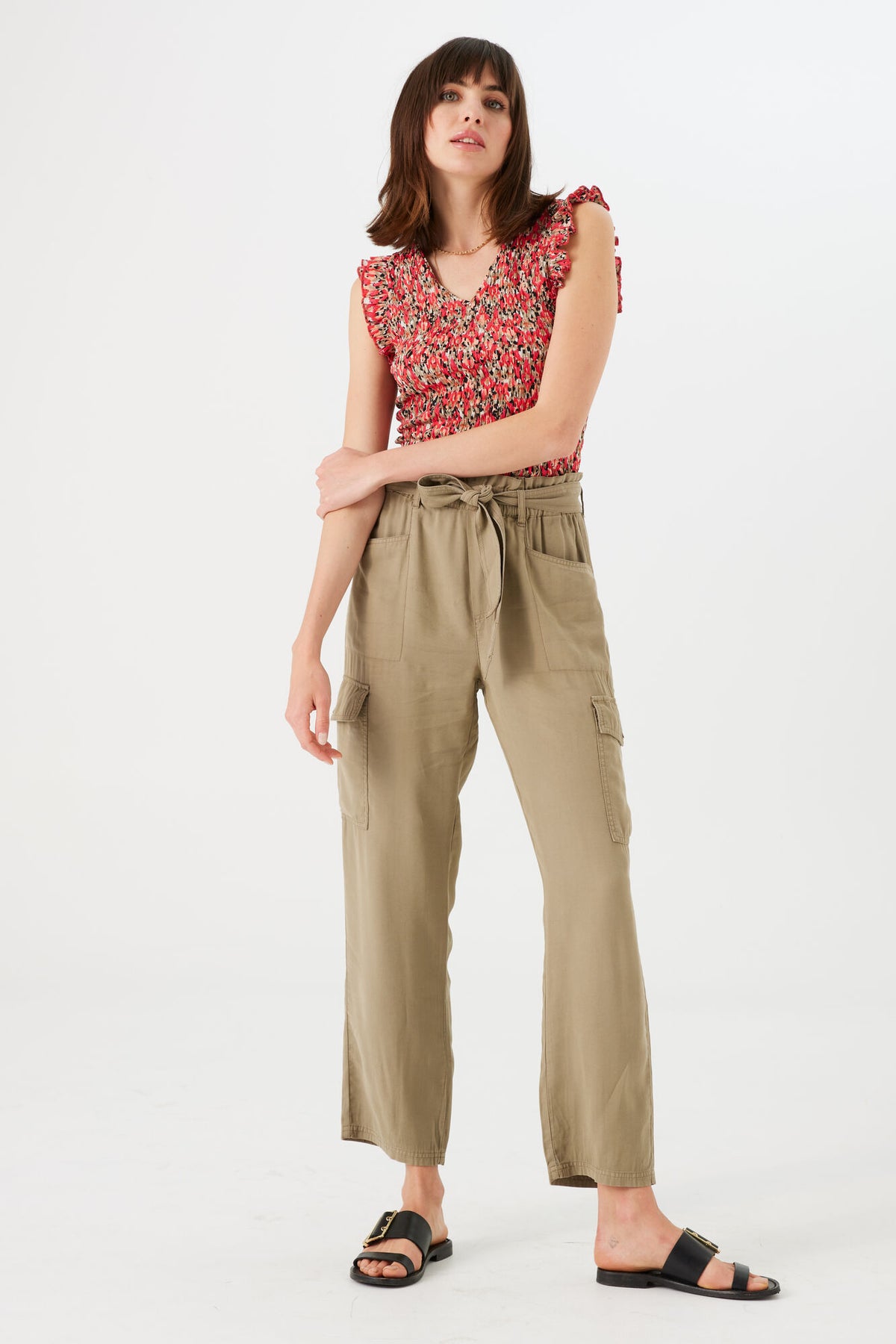 Garcia Khaki Highwaisted Cargo Trousers, O40112