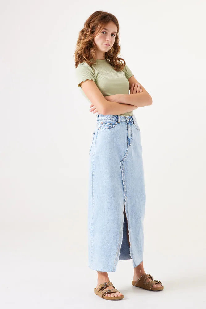 Garcia Bleached Denim Wash Midi Skirt, P42727