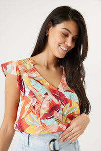 Garcia Papaya Punch Tropical V-Neck Top, R40230