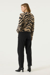 Garcia Black/Stone Taupe Zebra Print Furry Knit