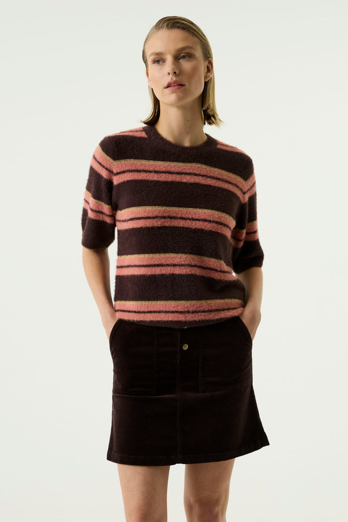 Garcia Hazel Bloom/Coral Dust Striped Lurex Supersoft Furry Knit, T260245
